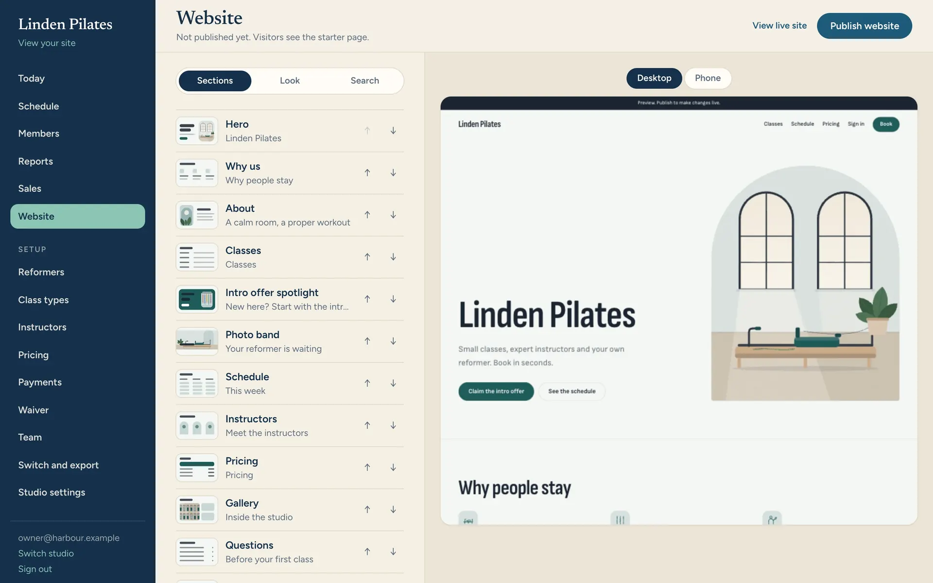 The website builder with a live preview