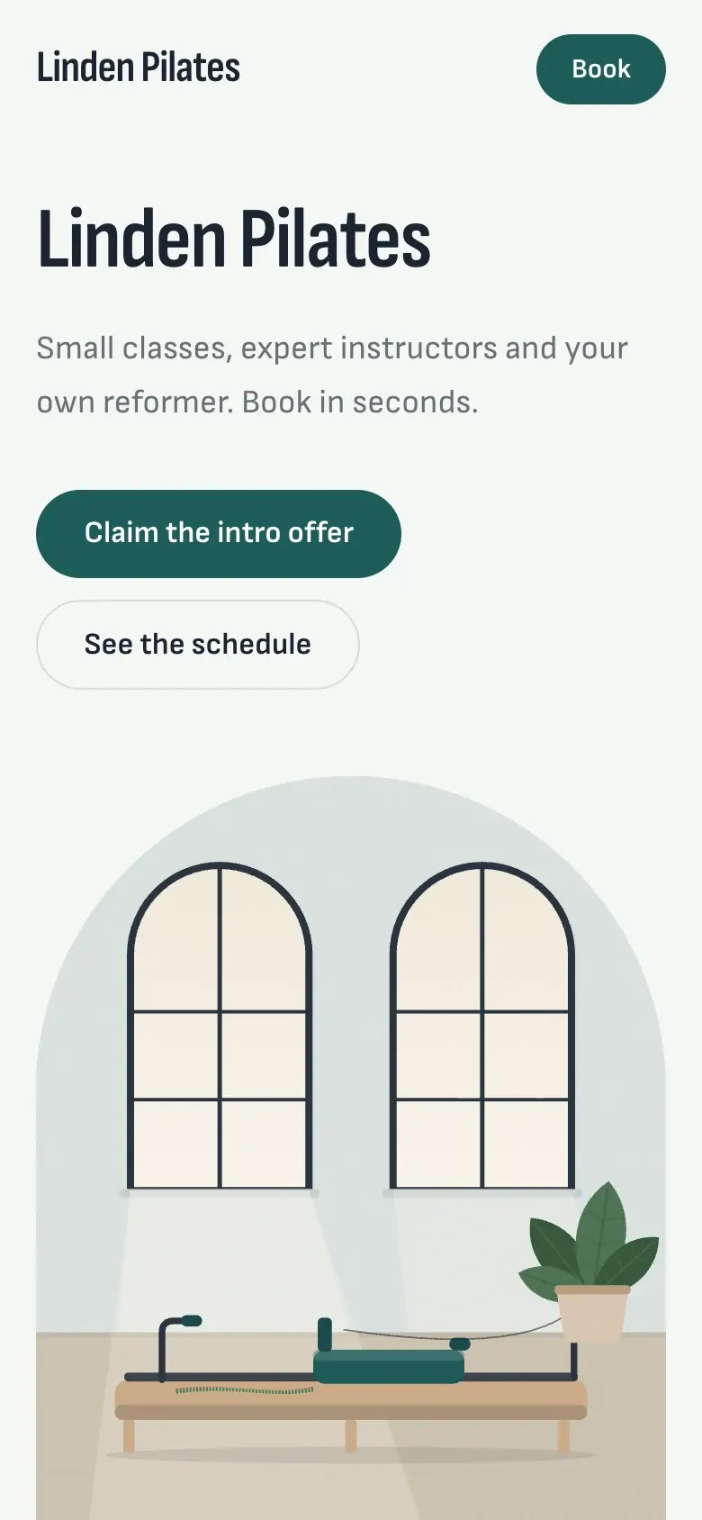 A studio website on a phone